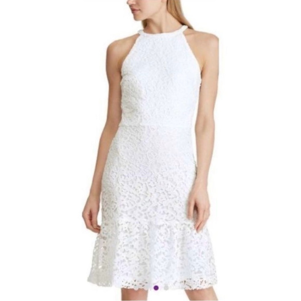 Ralph Lauren Like New White Eyelet High Neck Sleeveless Dress!